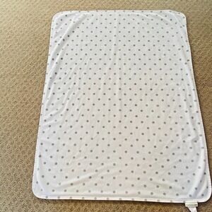 Pottery Barn Baby Blanket Reversible Dot And Stripes Minky Gray White 30" X 40"